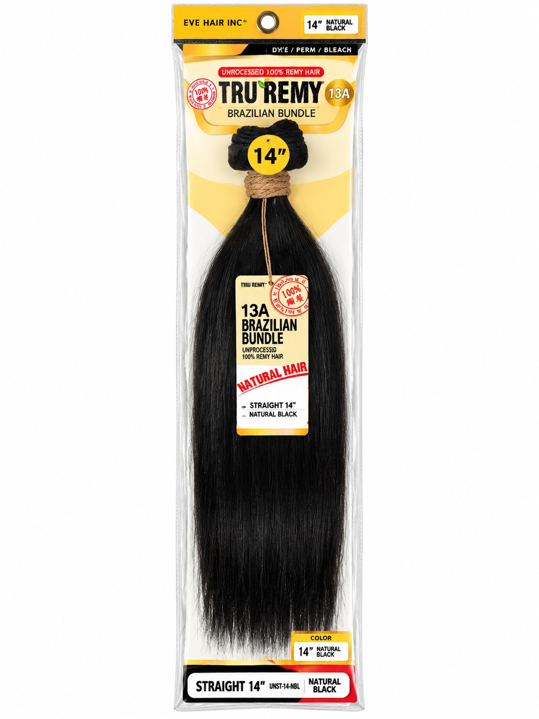 Tru Remy 13A Brazilian Straight Hair 30" – Natural Black