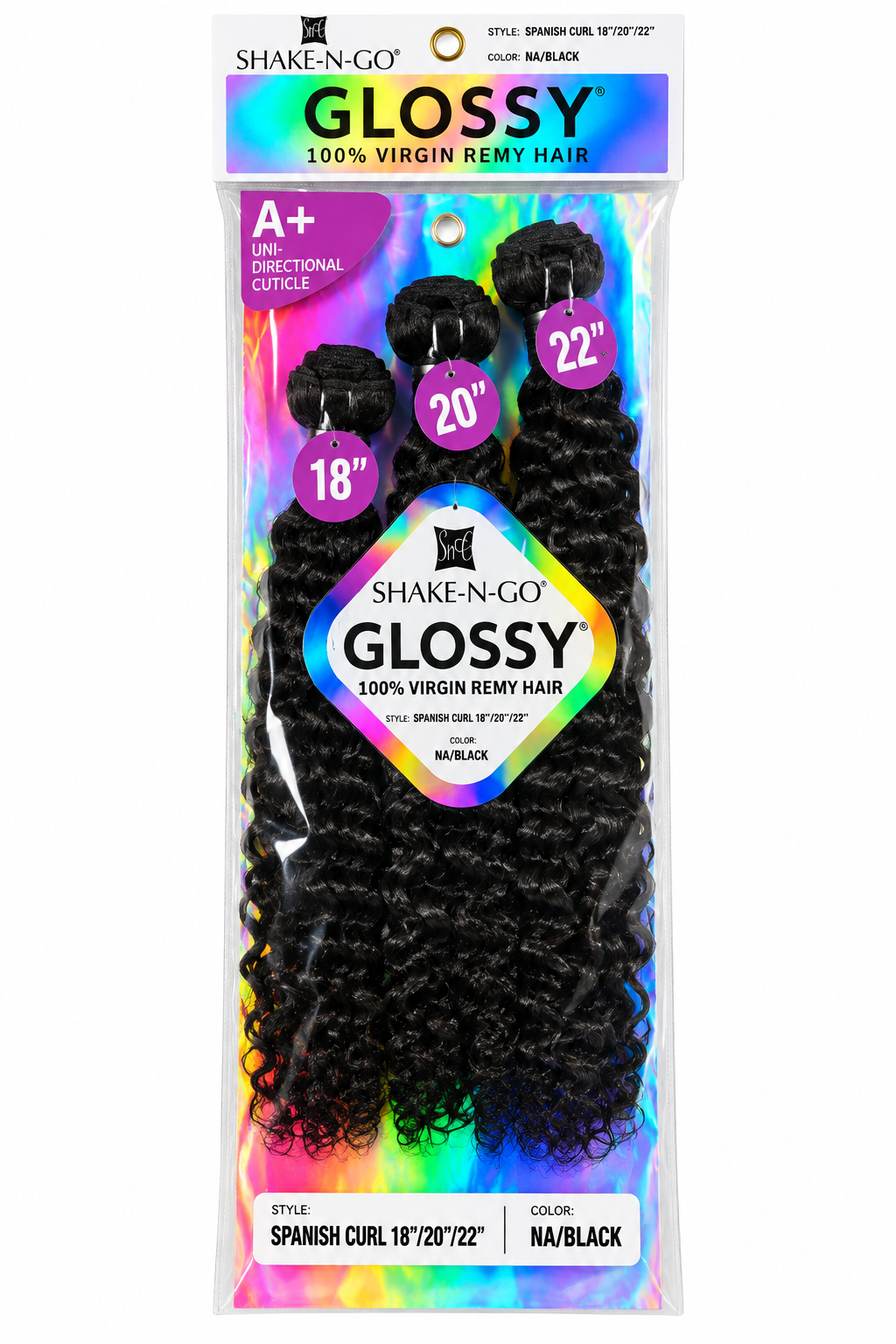 Shake-N-Go Glossy 100% Virgin Remy Hair – Spanish Curl 18"20"22"