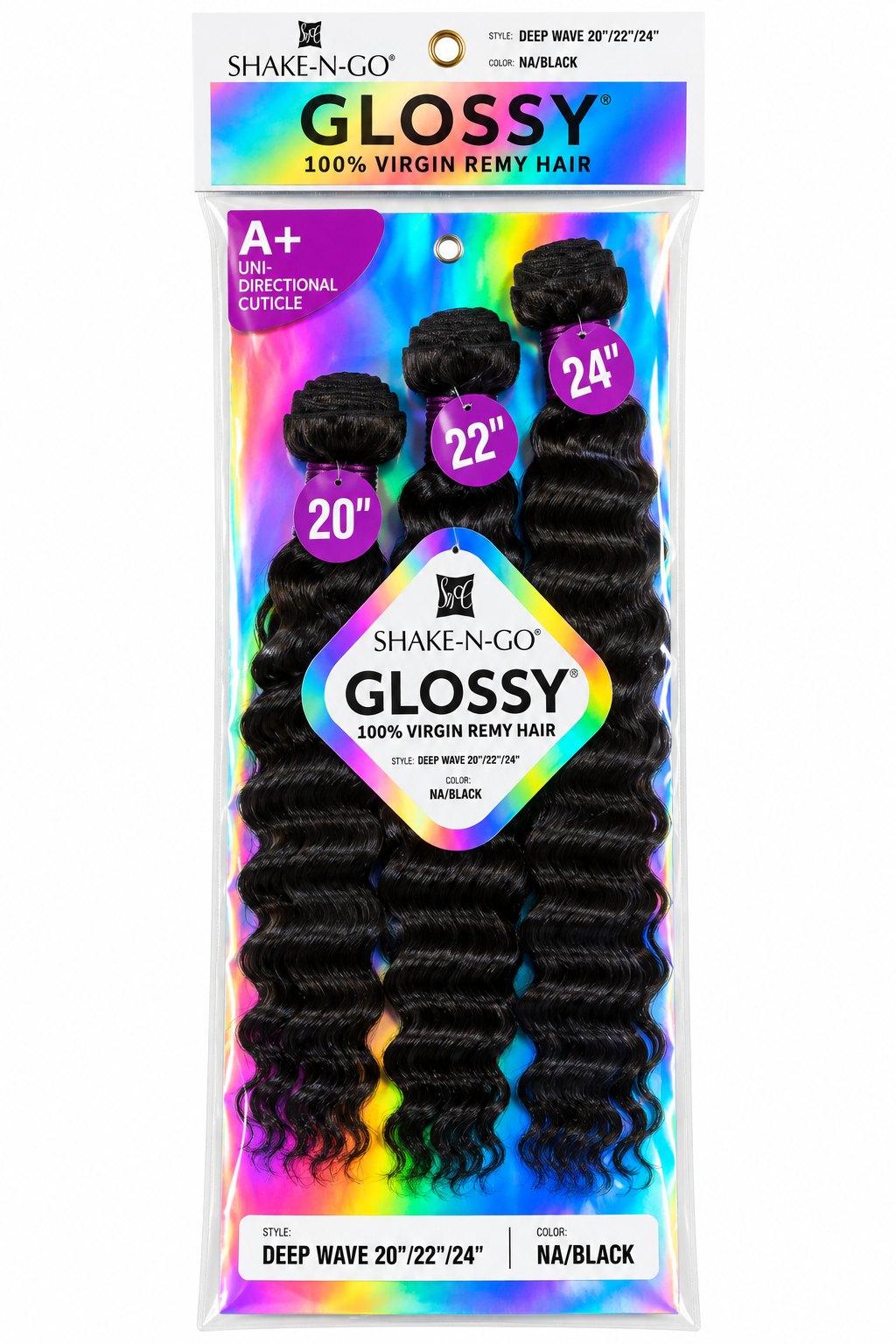 Shake-N-Go Glossy 100% Virgin Remy Hair – Deep Wave 20"22"24"