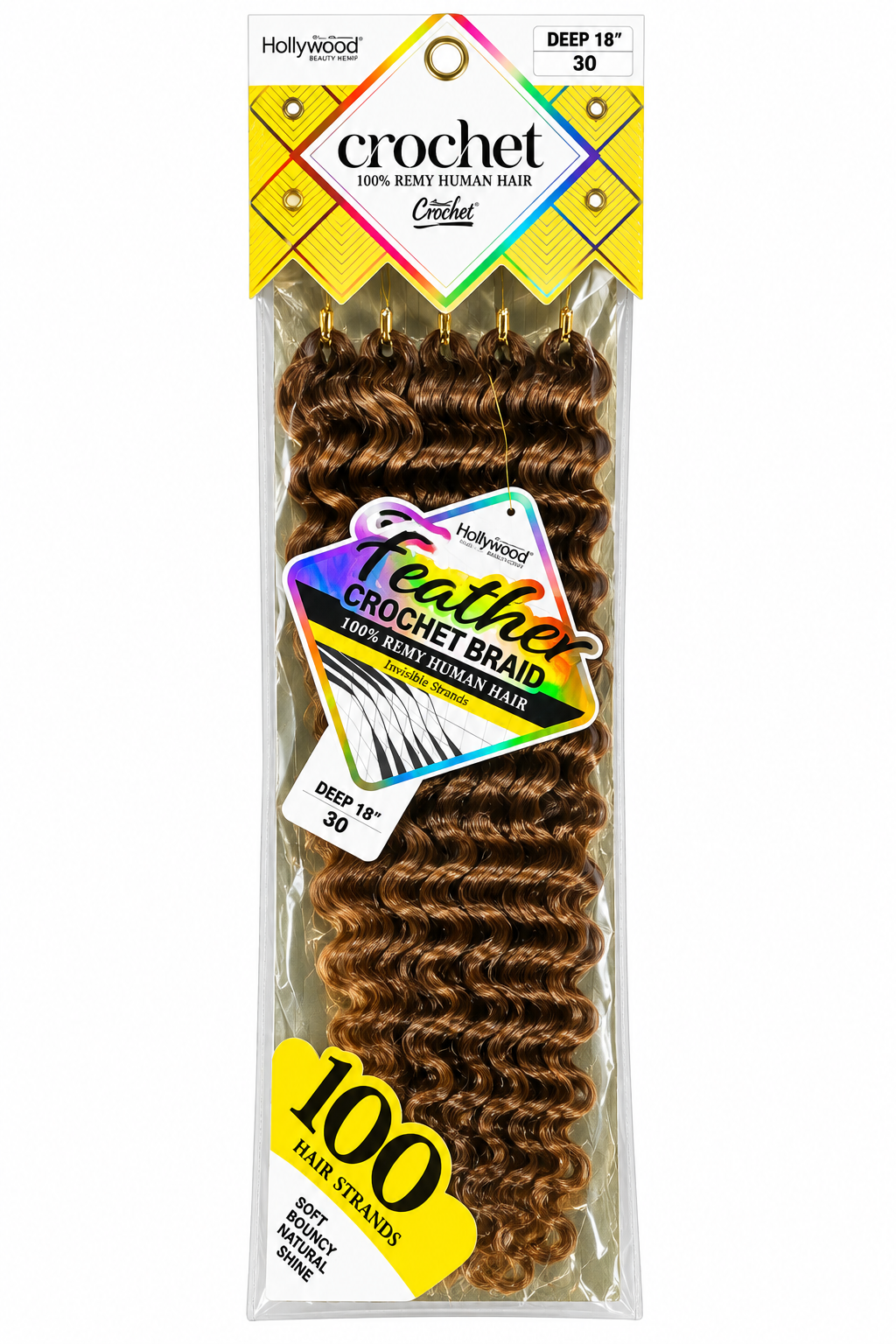 Hollywood Feather Crochet Braid 100% Remy Human Hair – Deep 18" Color 30