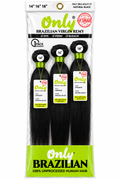 Only Brazilian Virgin Remy Straight 3-Bundle Pack – 14"16"18" – Natural Black