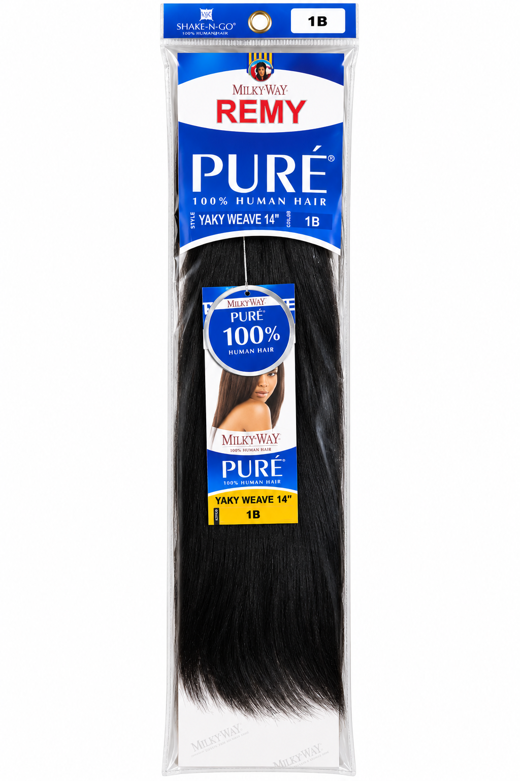 MilkyWay Remy Puré Human Hair Yaky Weave – 14" – Color 1B