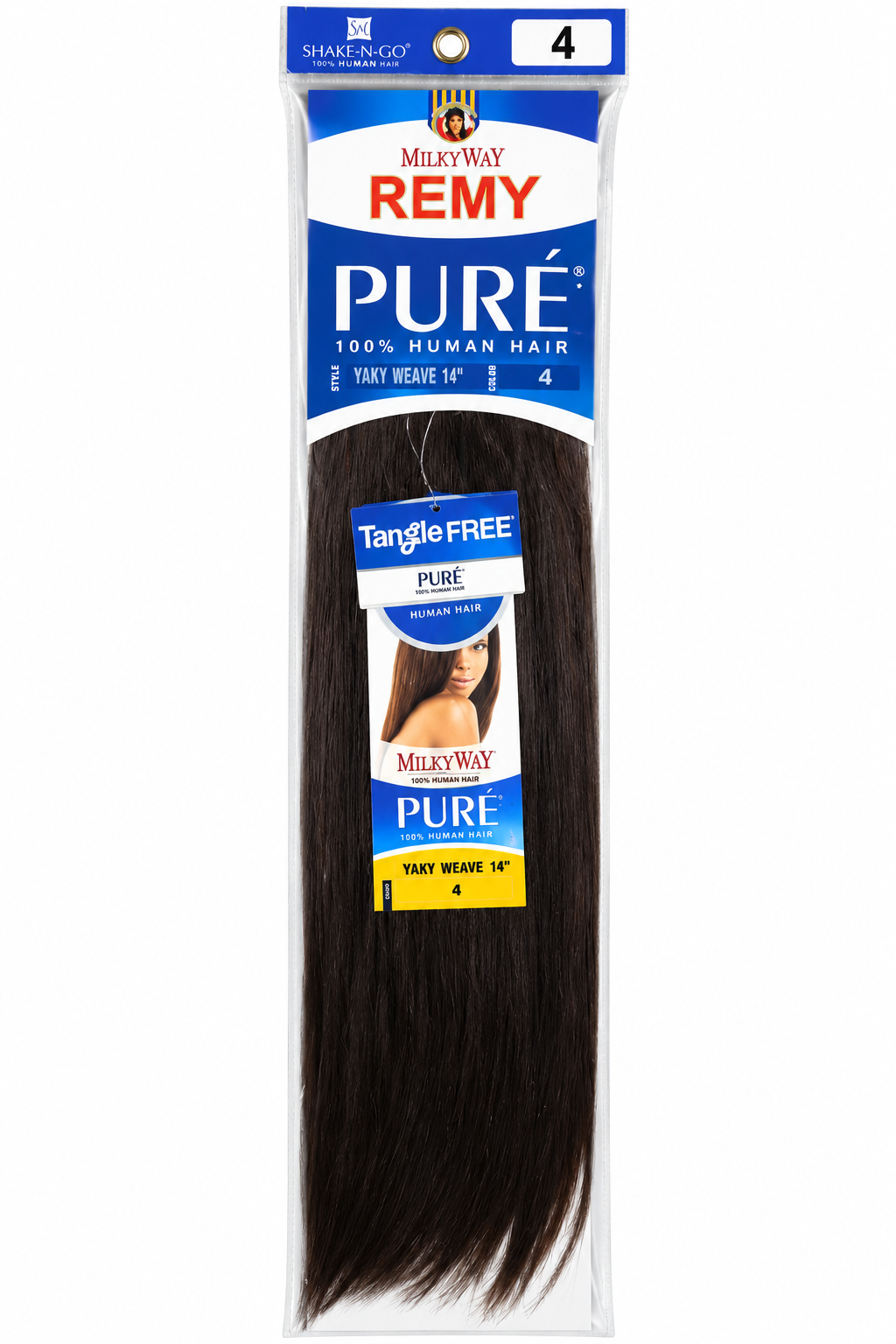 MilkyWay Remy Puré Human Hair Yaky Weave – 14" – Color #4
