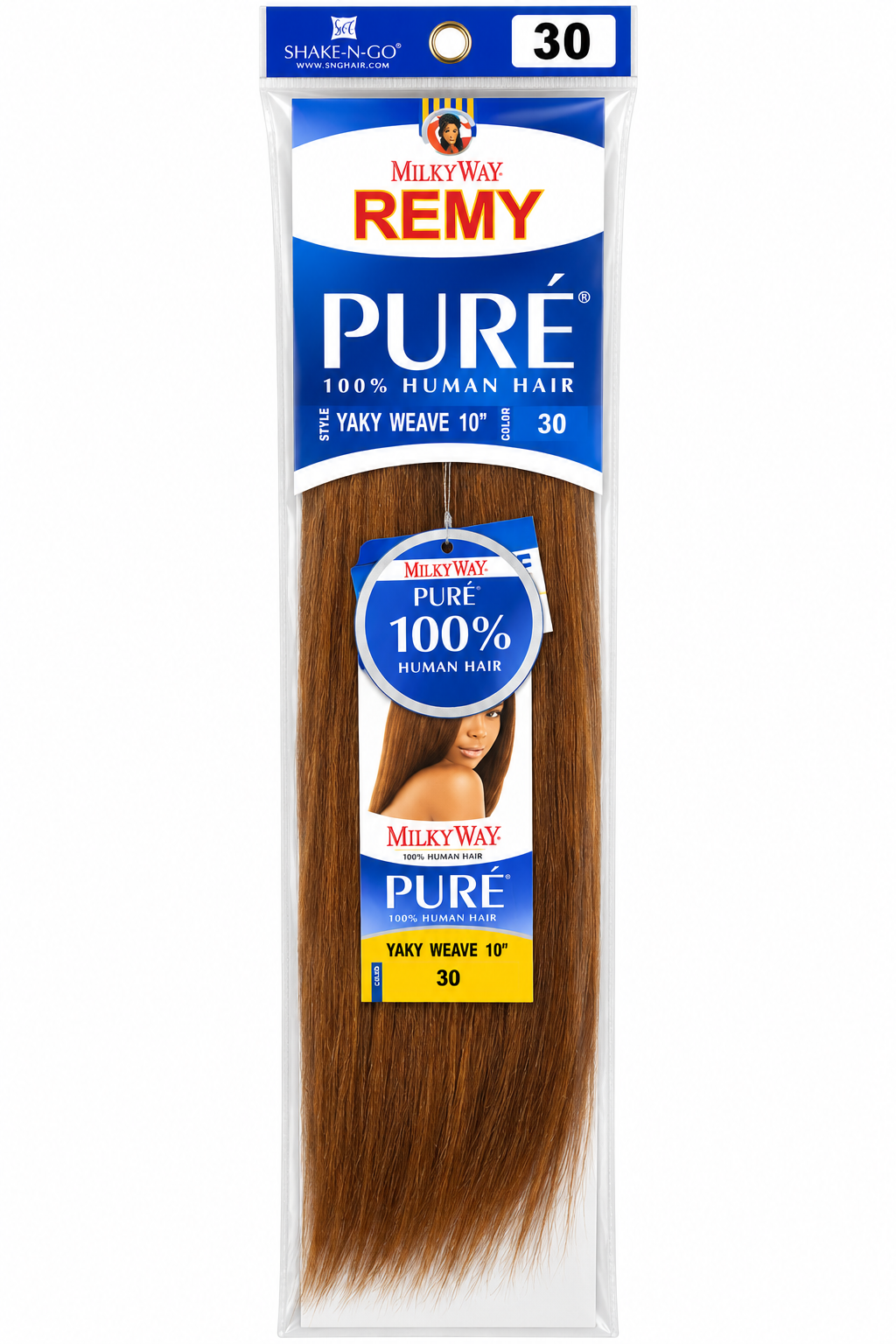 MilkyWay Remy Puré Human Hair Yaky Weave – 10" – Color 30